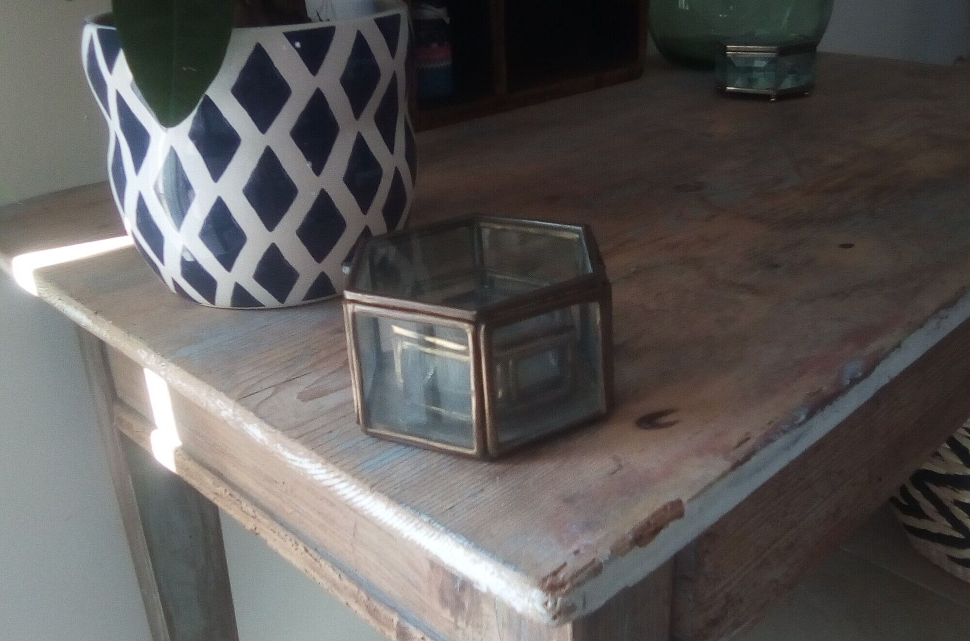 Jewelry box showcase trundle glass and brass 50s/60s