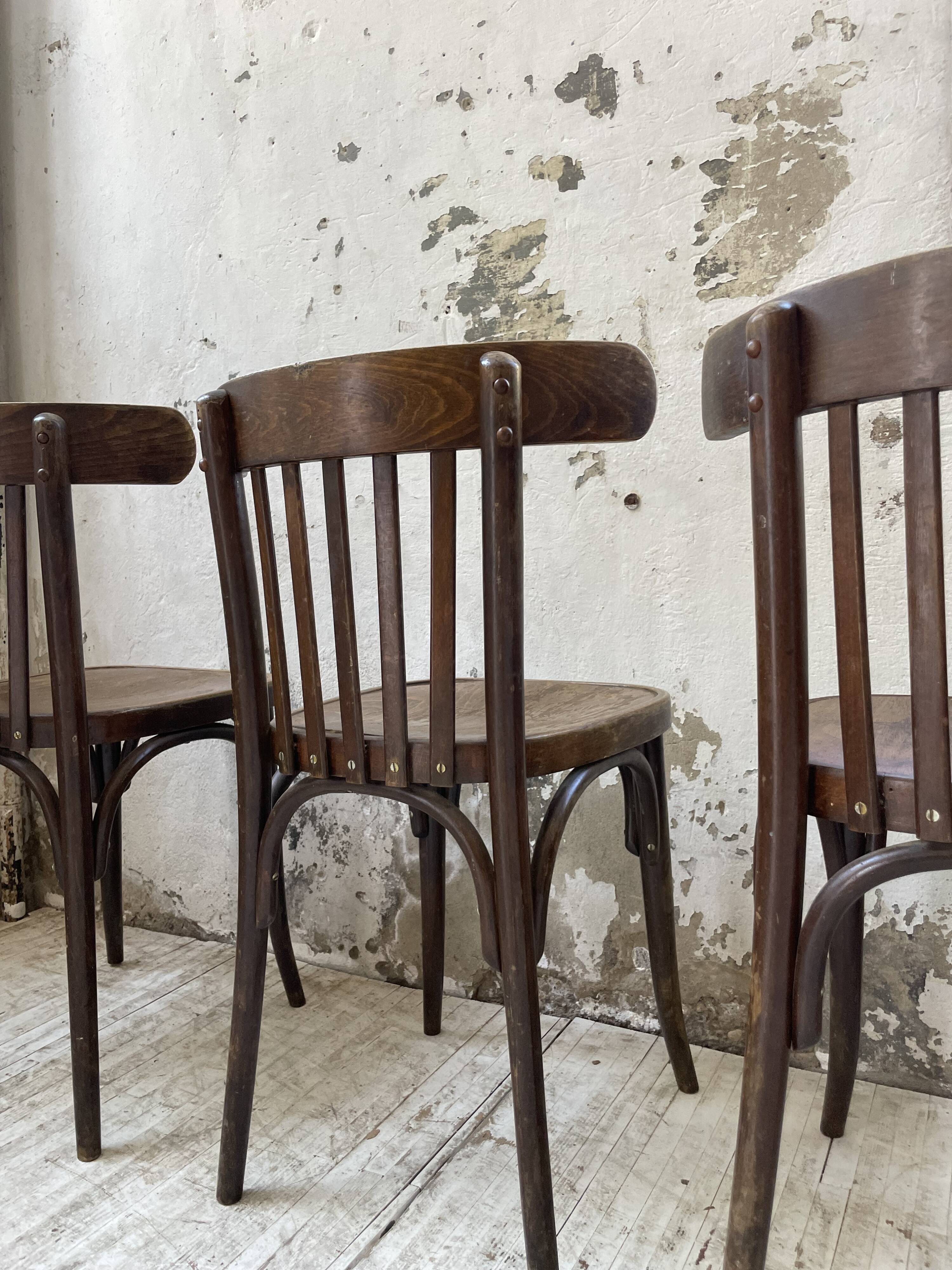 Set of 4 wooden bistro chairs
