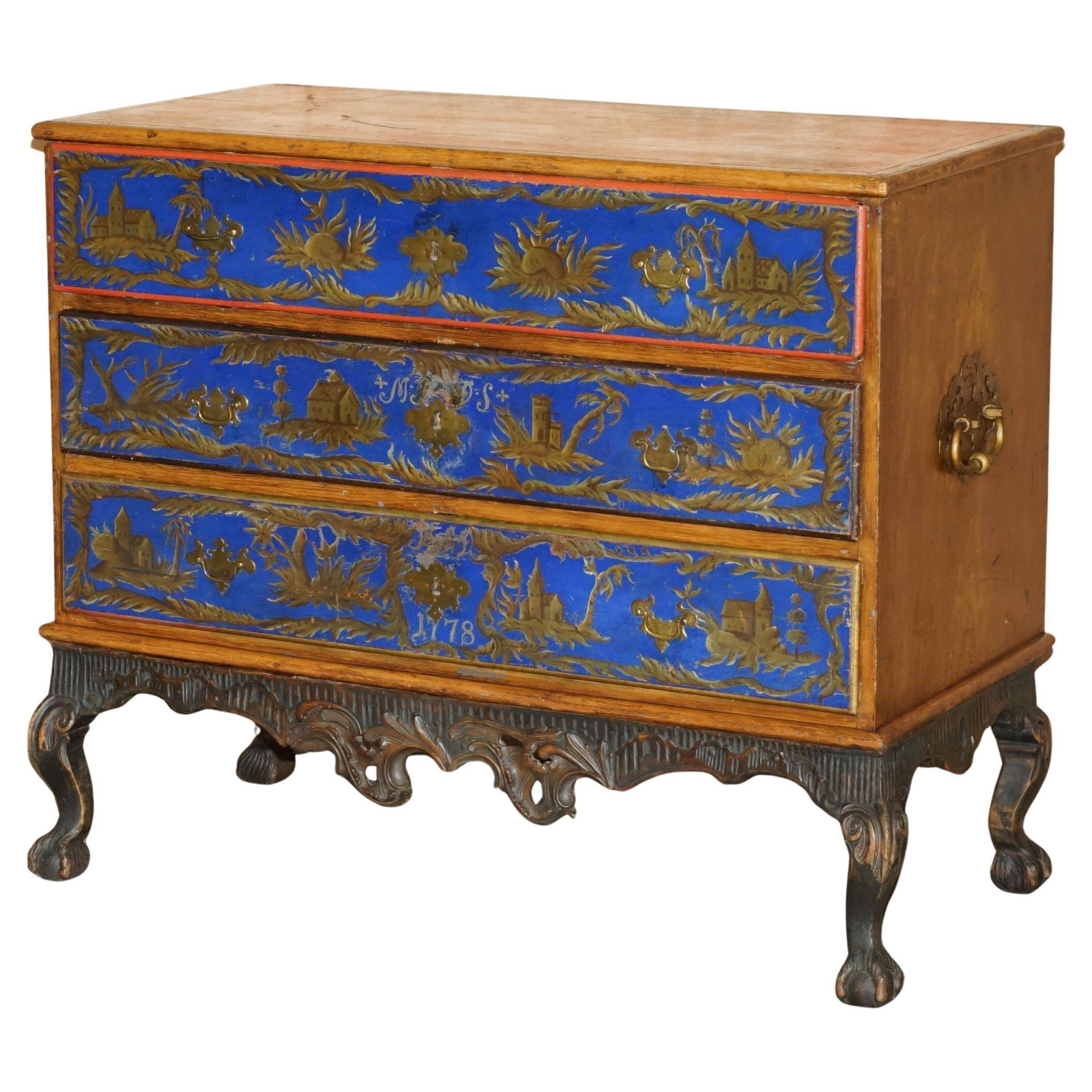 Commode campagne polychrome 1778 en bois style George III