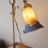 Art Nouveau style lamp - Brass and glass paste - 1920s period