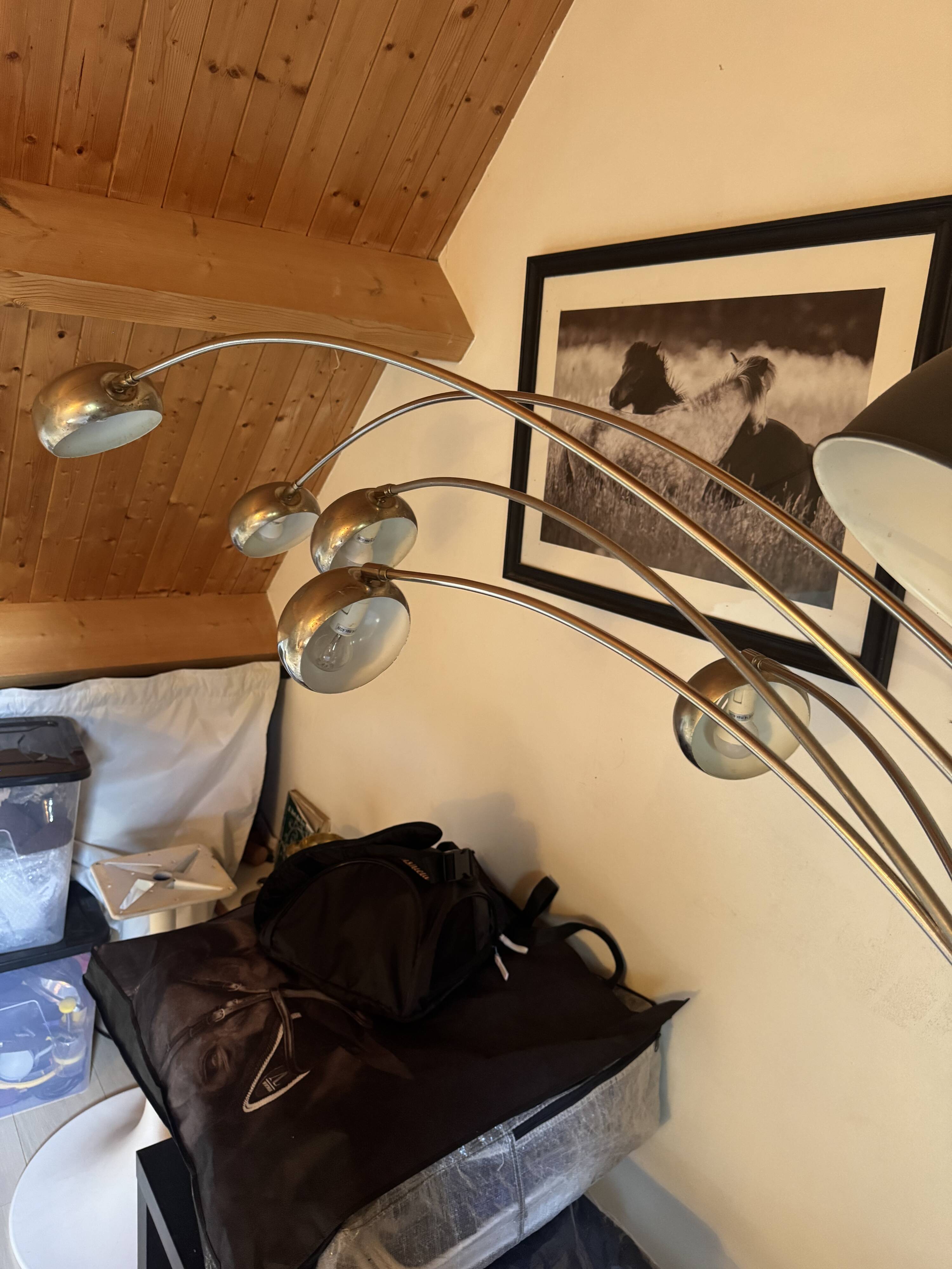 Lampadaire vintage 5 branches style Space âge chrome socle en marbre
