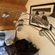 Lampadaire vintage 5 branches style Space âge chrome socle en marbre