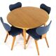 Dining set with round beech table + 4 'Heart' vintage dining chairs.