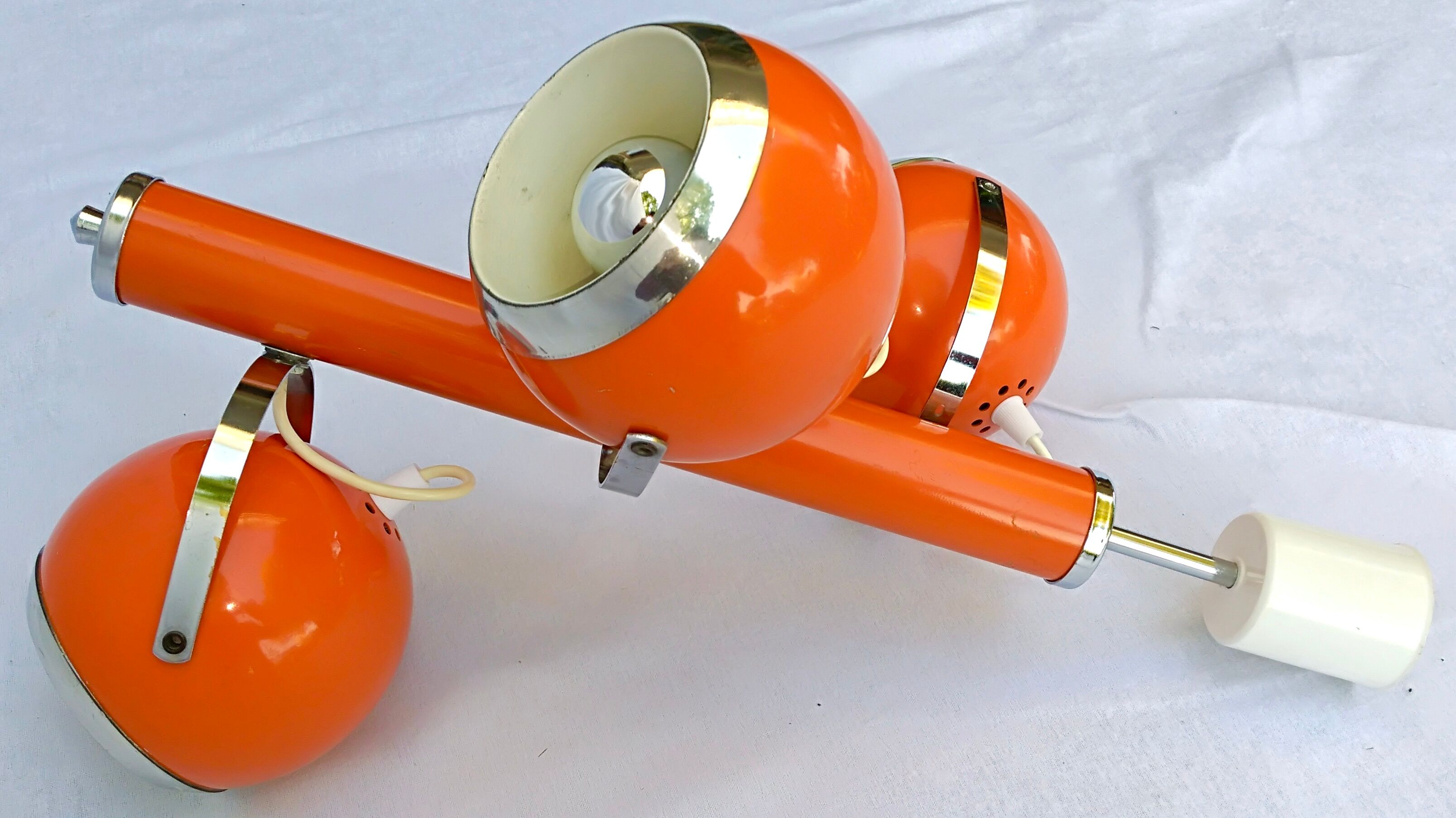 Chandelier with adjustable balls 70s model "eyeball" orange