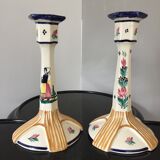 Pair of HB Quimper candle holders