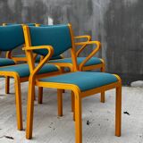 Set of 6 Kinnepards chairs in curved wood – Scandinavian design