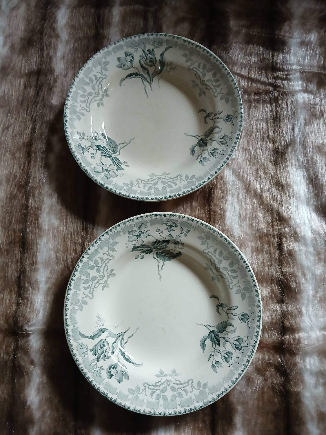 10 antique deep plates in ironstone