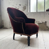 Napoleon III burgundy velvet armchair