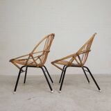 Set of 2 rattan, bamboo children's chairs Rohe Noordwolde 1950s