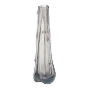 Bean vase, mid-century modern, transparent glass, Ząbkowice, Poland, 1970s