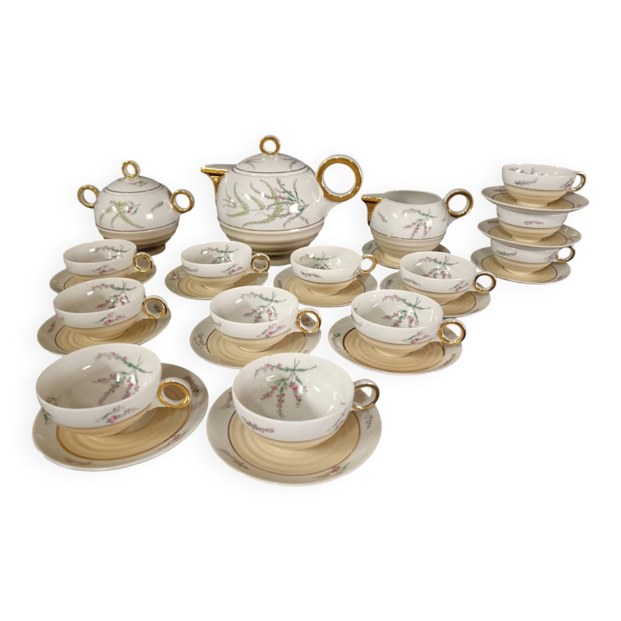Porcelain coffee service from Limoges, Charles Ahrenfeldt manufacture.