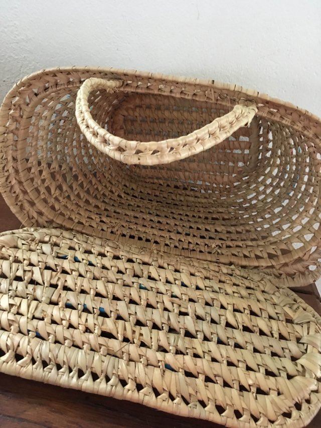 Bohemian three-colour wicker basket