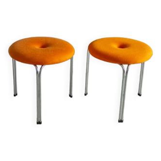 Pair of vintage three-legged stools from the 1960s