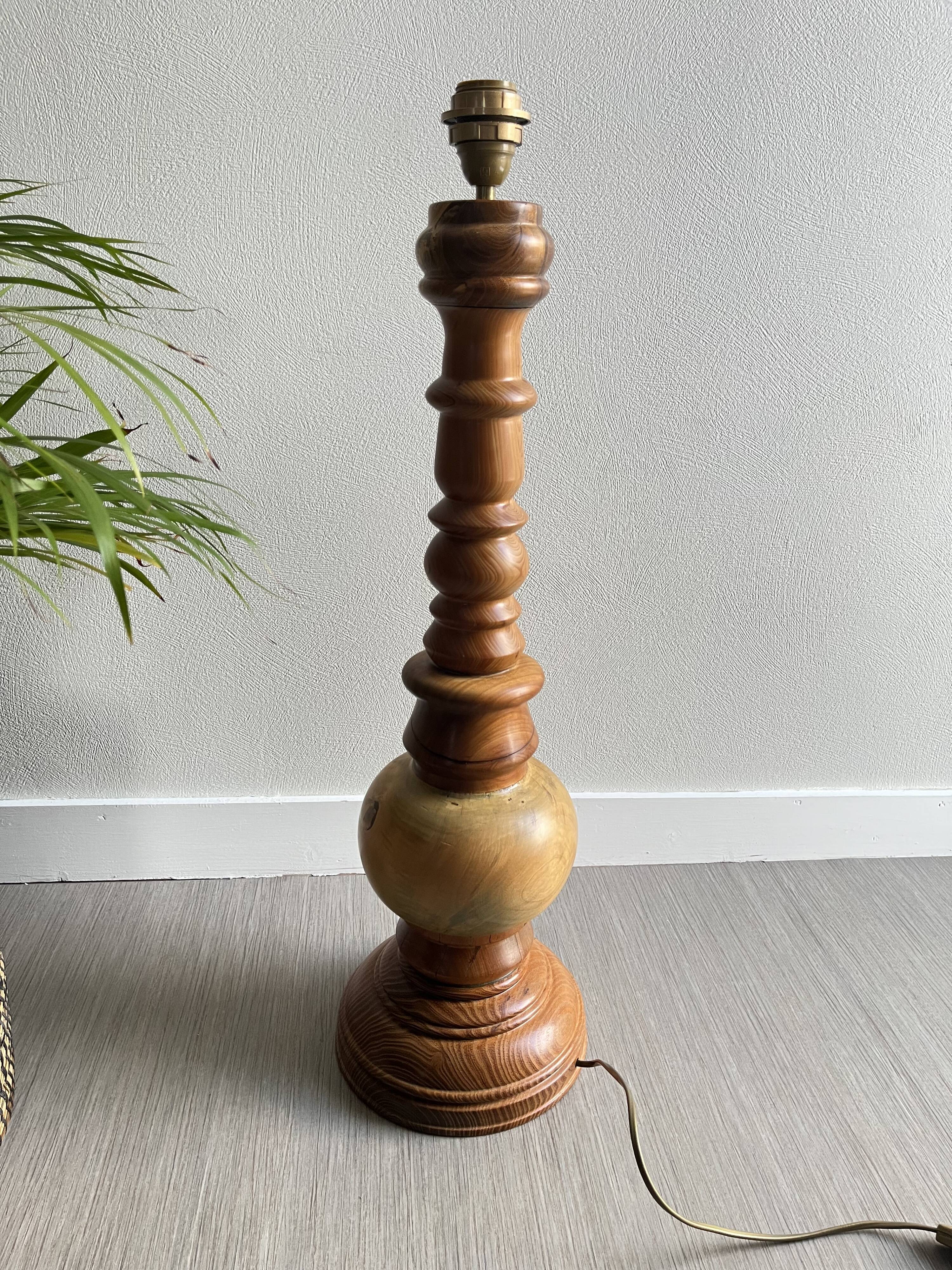 Vintage turned wooden lamp base
