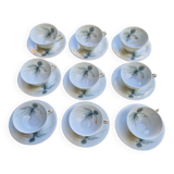 Coffee service for 9 people, Limoges porcelain, signed D'Arnac