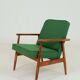 Mid Century Lounge Chair Vintage Moss Wool, Poland 1960