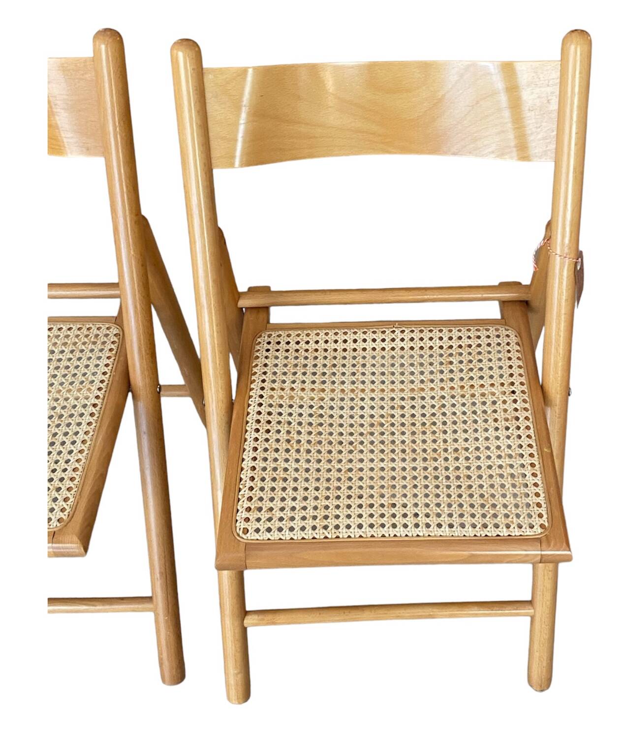 Pair of folding caned chairs