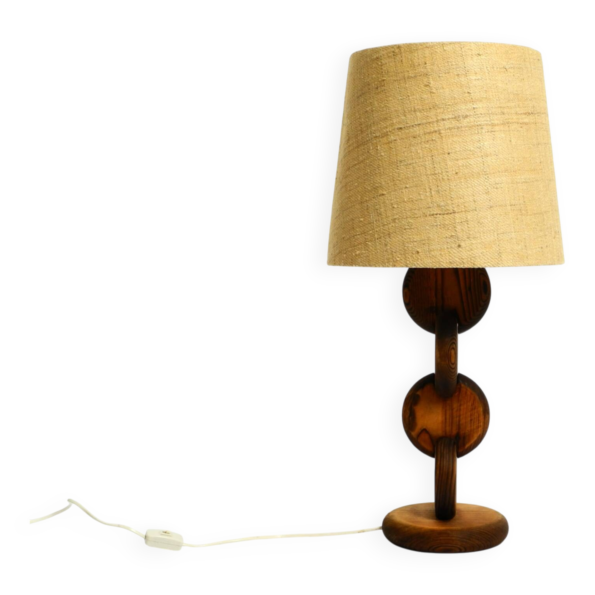 Grande lampe de table rare et magnifique des années 1960 par Temde en bois de pin.