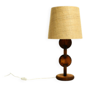 Large rare beautiful 1960s table lamp by Temde made of pinewood