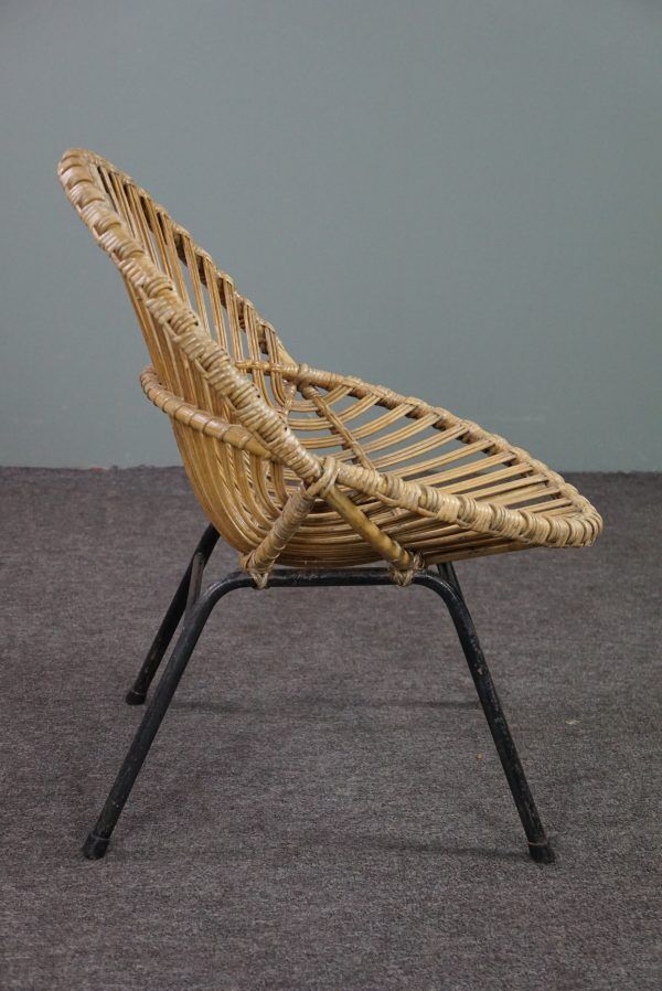 Fauteuil vintage en rotin, Dutch Design, 1960