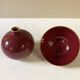 Raspberry-colored ceramic soliflore vase and bowl, enhanced with gilding, Arabia, Finland