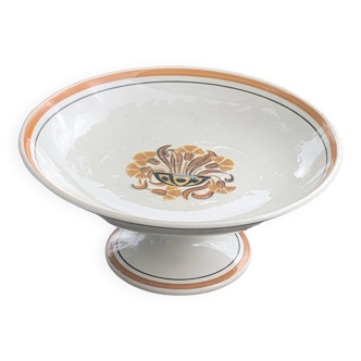 Compote bowl, fruit bowl, carnation model, art deco, creil et montereau, floral pattern, old