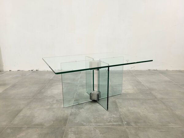 Table basse en verre vintage attribuée à Peter Ghyczy, années 1970