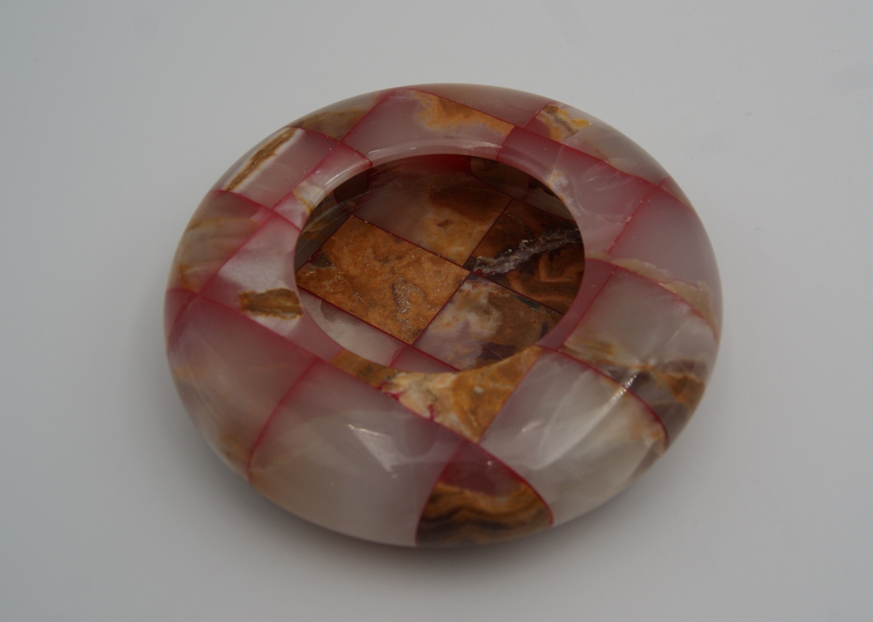 vintage onyx checkerboard round ashtray