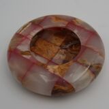 vintage onyx checkerboard round ashtray