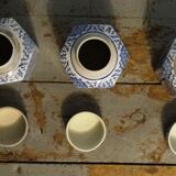 Series of 3 tea pots in blue China