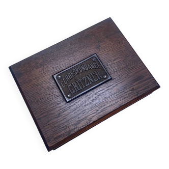 Boîte ancienne de correspondance en bois Gritzner