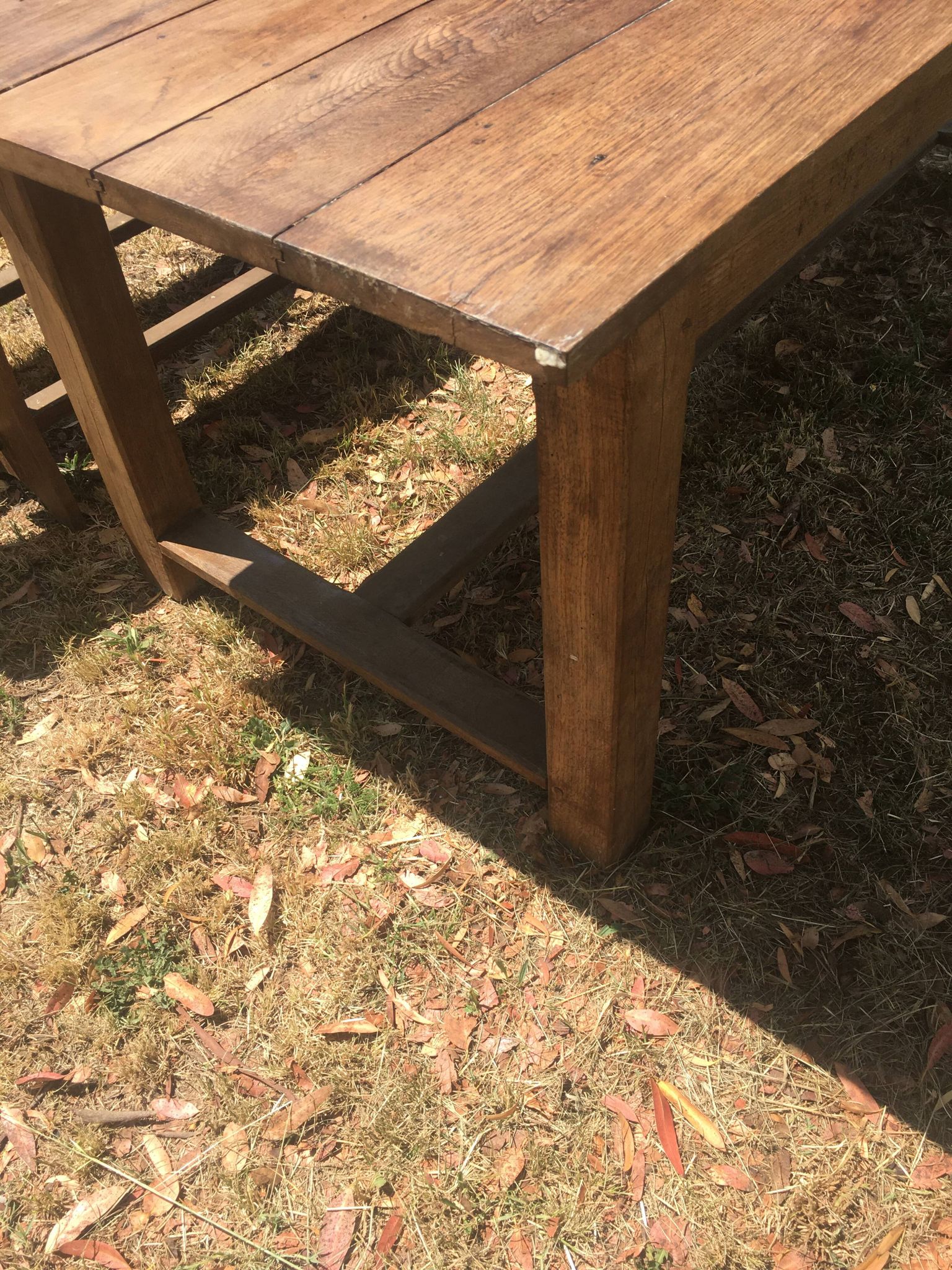 Farmhouse dining table with assorted benches
