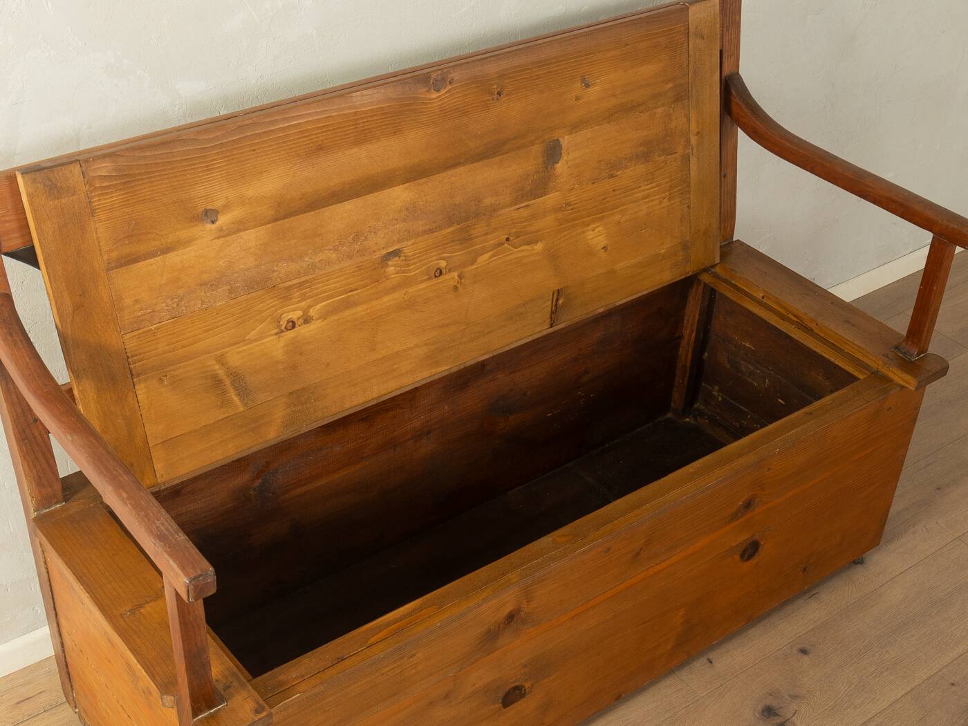 Biedermeier chest bench from the 1900s, pine wood
