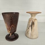 Pair of glazed stoneware mazagrans - Vintage, 1970s