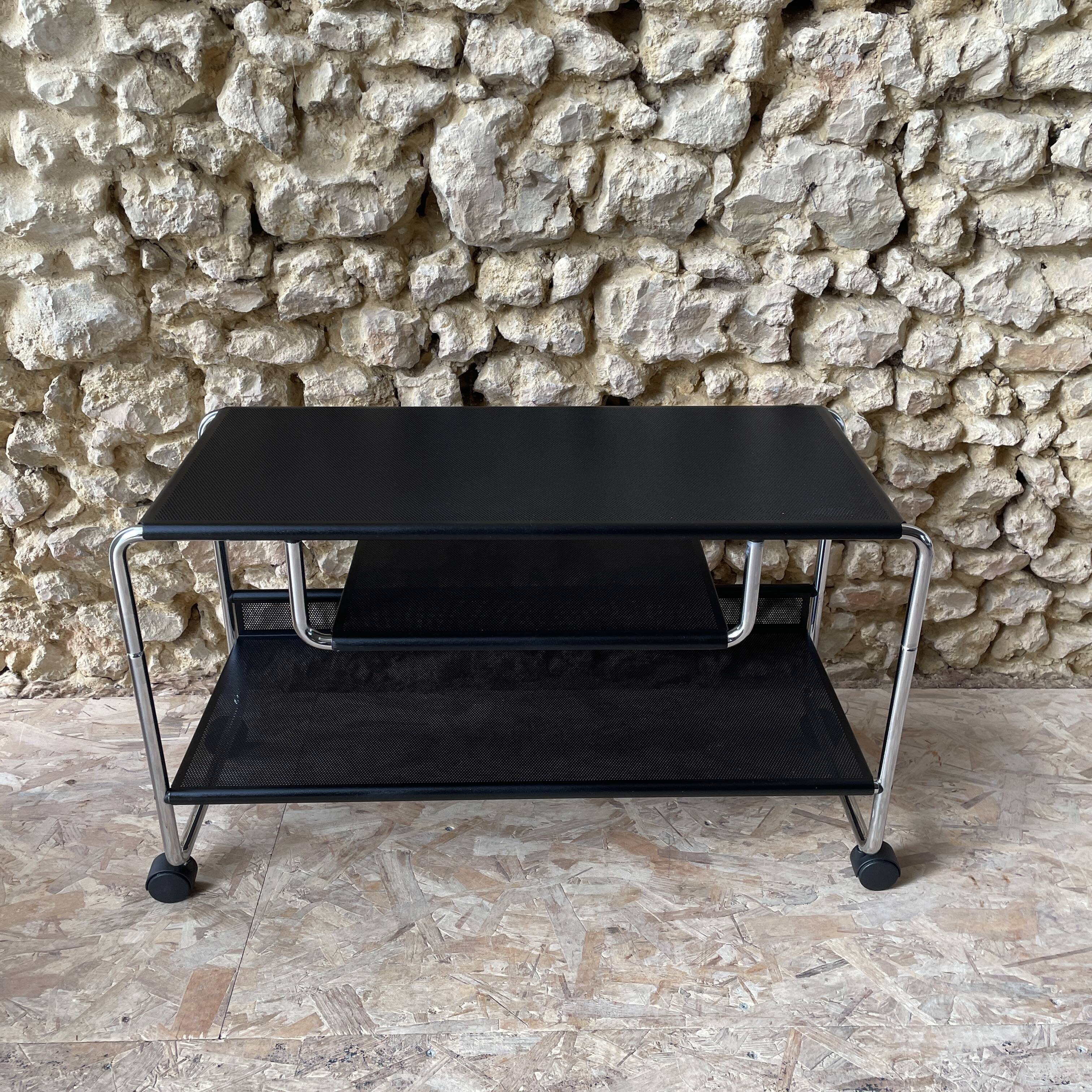 Occasional furniture / hi-fi furniture on chrome metal wheels – Habitat