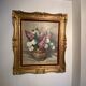Antique painting, still life with lilacs and peonies signed Van der Berg circa 1950