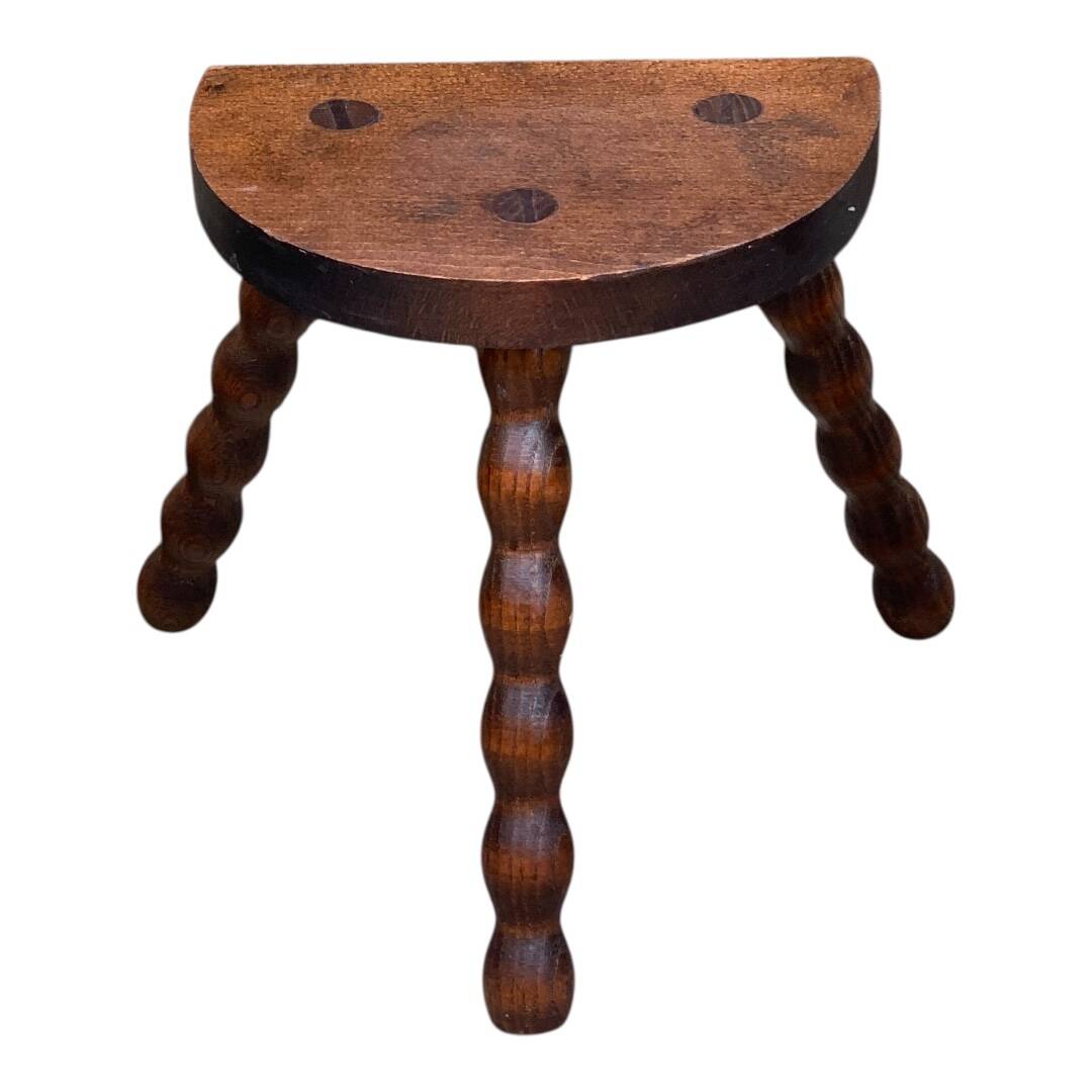 3 vintage turned wood stools