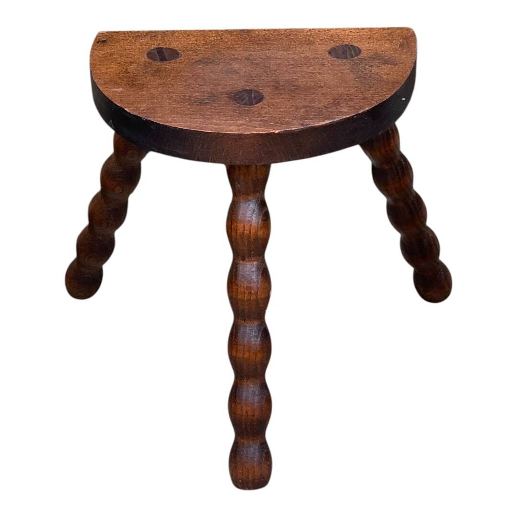 3 vintage turned wood stools
