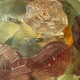 Murano Multicolored Green, Brown and Gold Glass Ceiling Lamp, Italy.