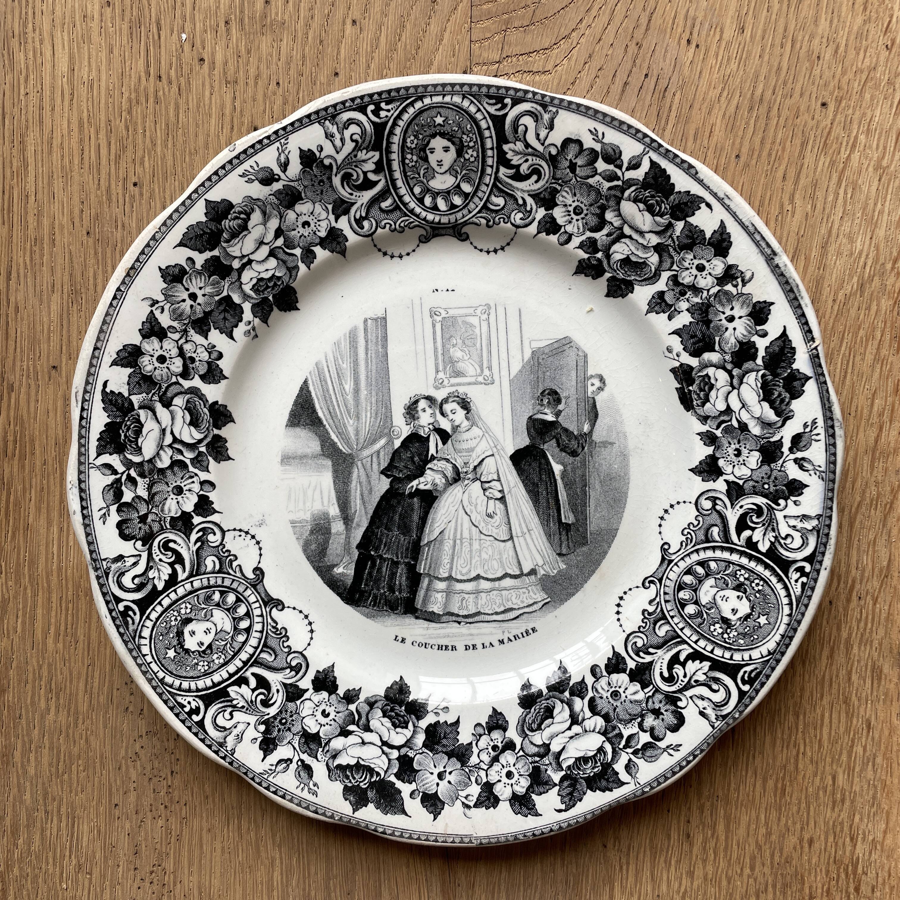 Talking plate Creil & Montereau "the bride's bed"