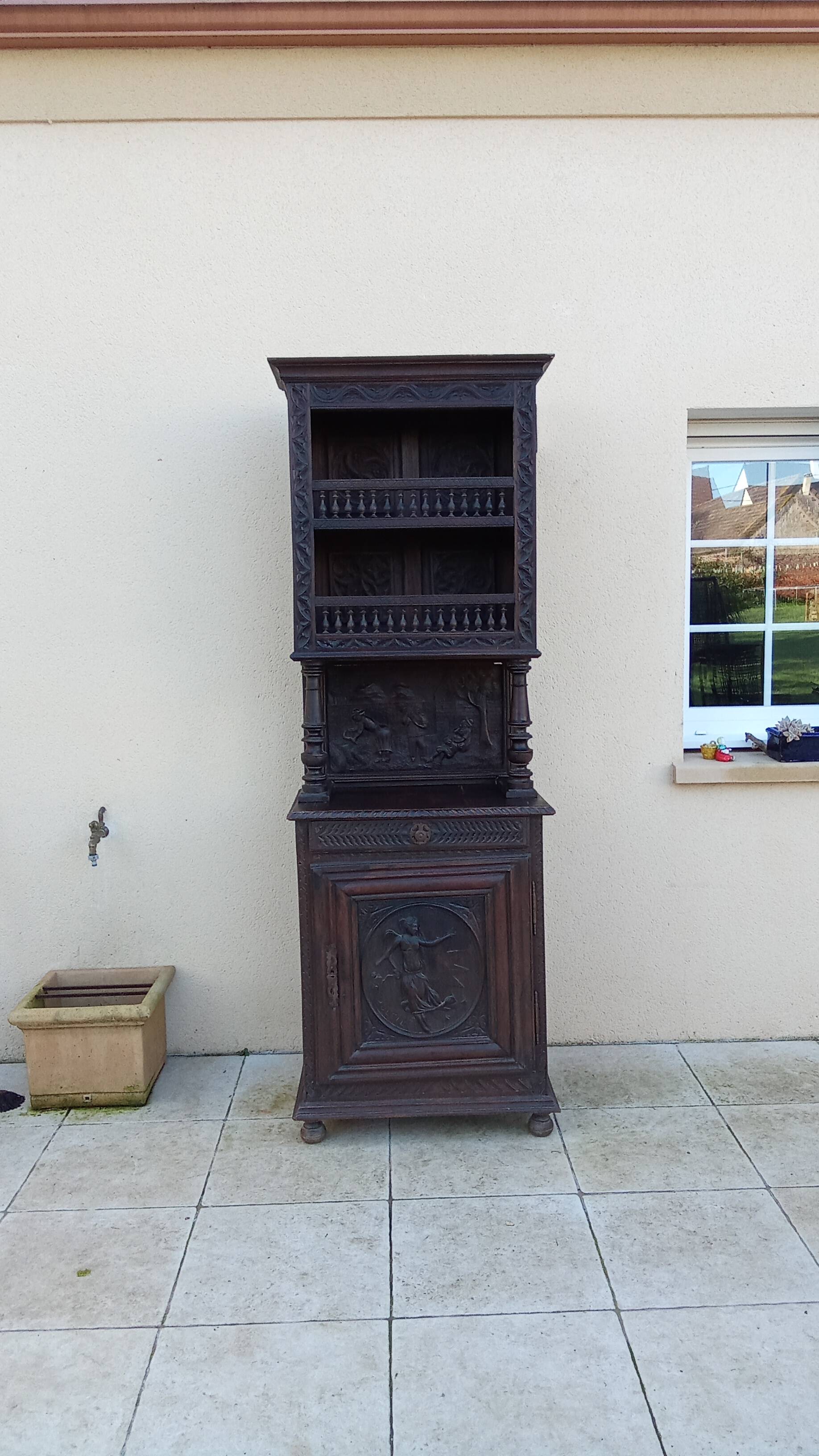 Old carved solid wood dresser