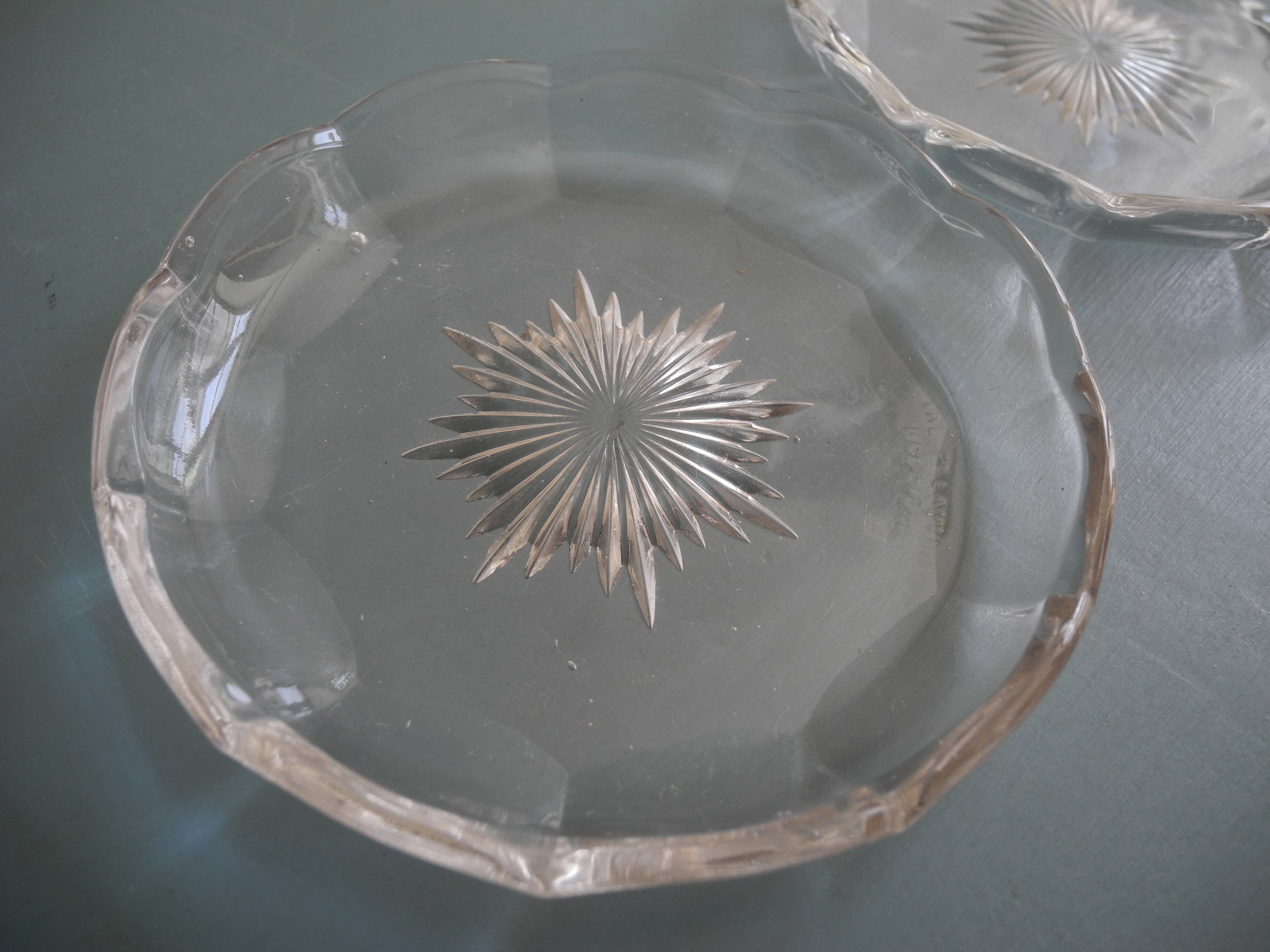 Val St Lambert crystal coasters for bottles