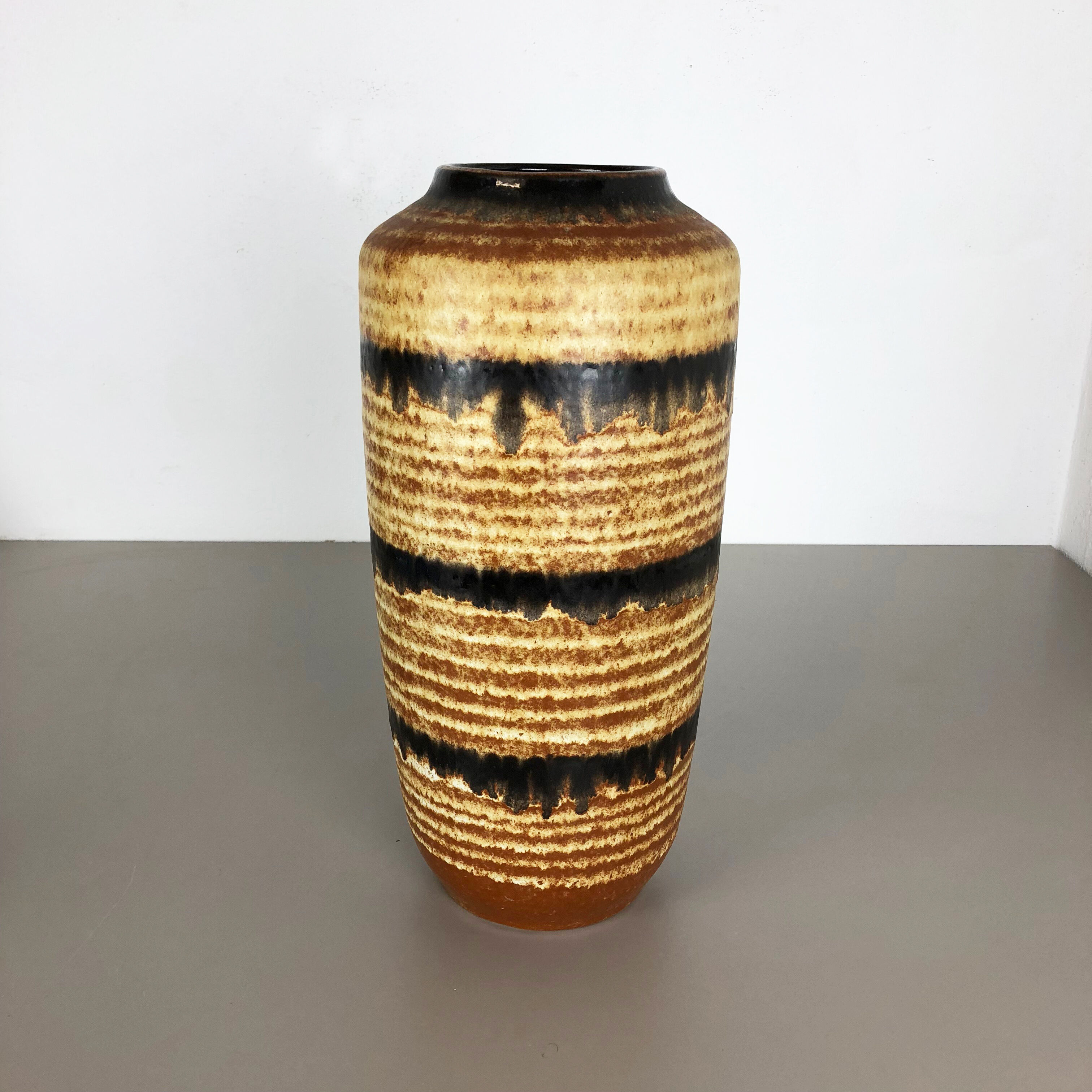 Pottery fat lava multi-color 517-45 floor vase made by Scheurich, 1970s