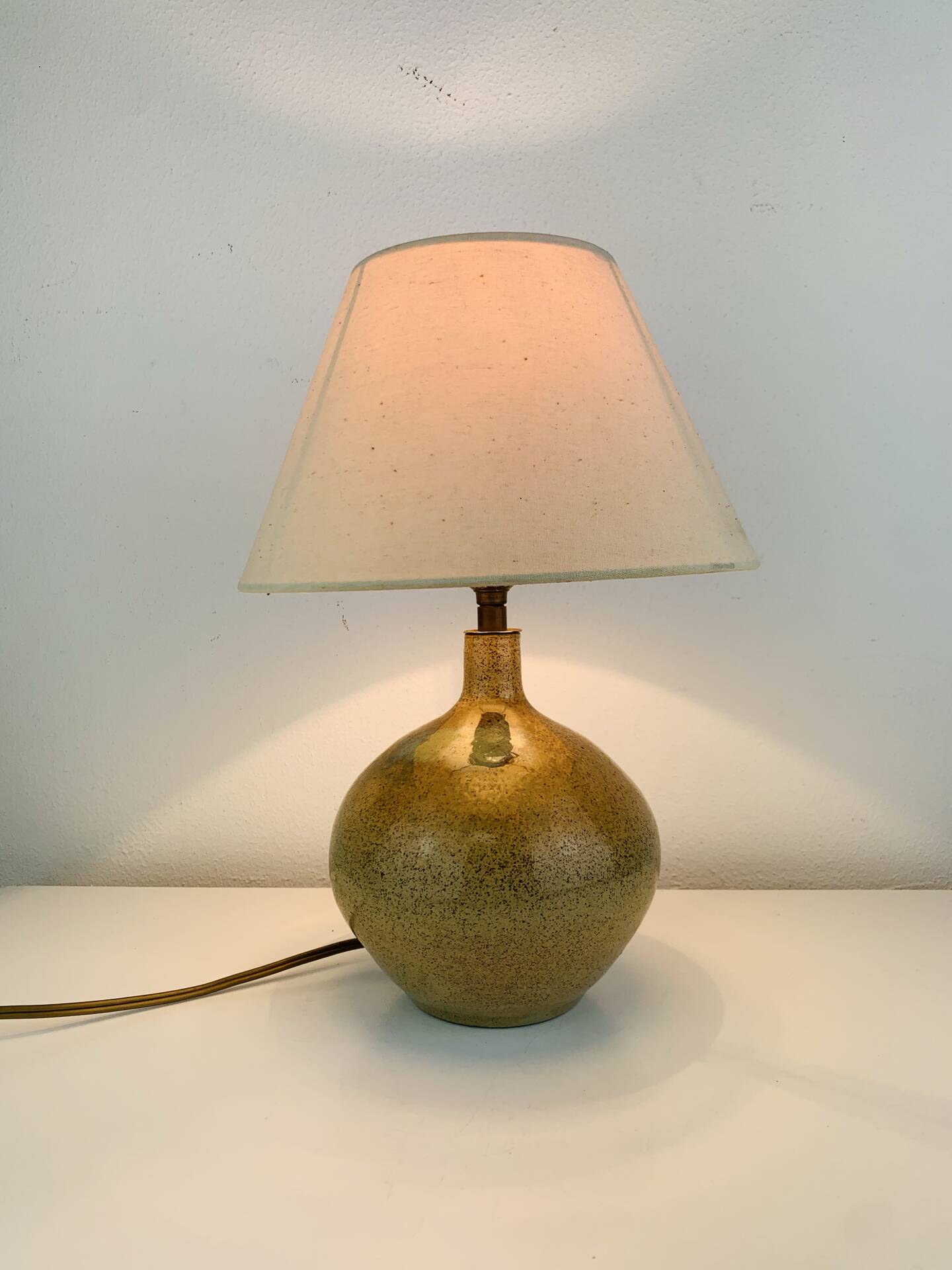 Vintage stoneware globe lamp