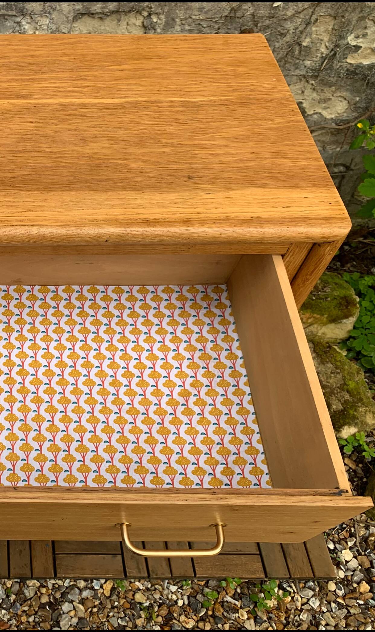Commode pieds compas et chêne brut massif  1960