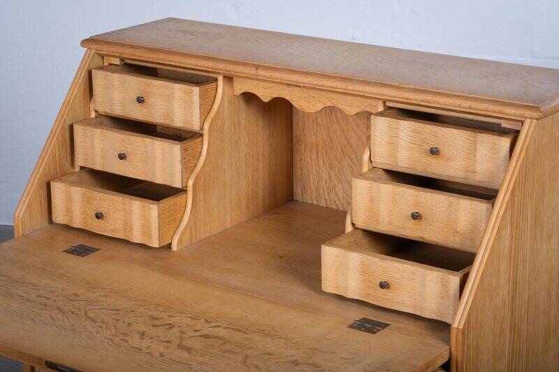 Mid-Century Danish Oak Drop-Front Secretary, 1960s