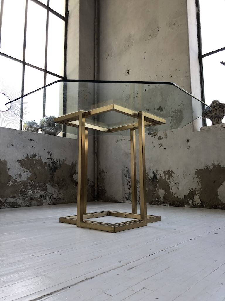 Octagonal table Italy 70 glass and brass