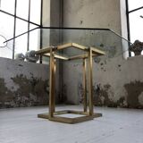 Octagonal table Italy 70 glass and brass