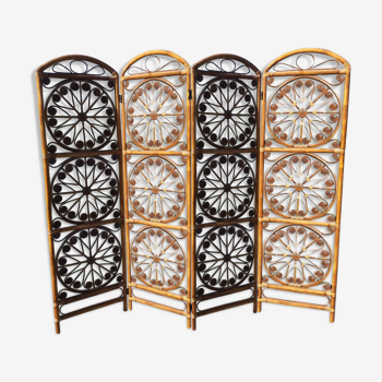 Vintage rattan screen 4 parts 200 cm