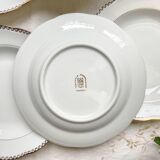 6 Vintage French white and gold porcelain soup plates SPF –
